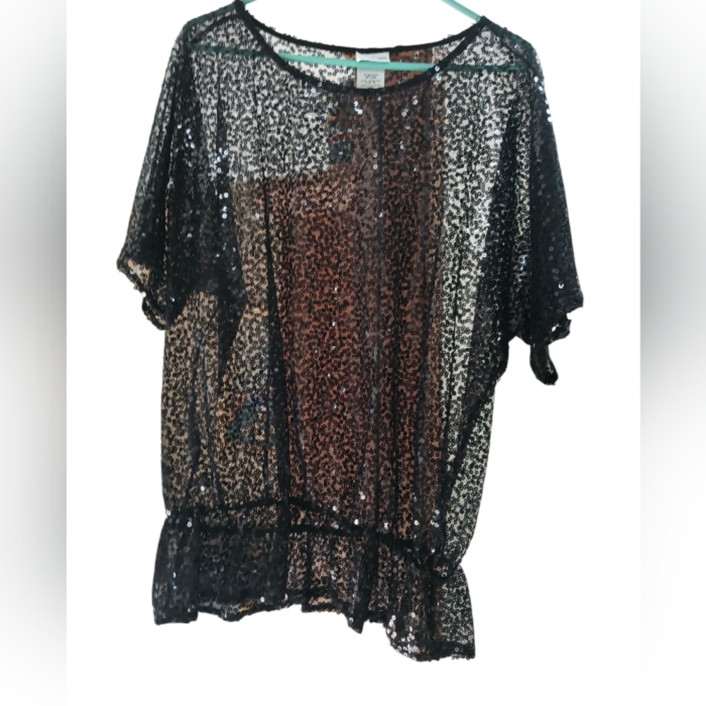 Jaclyn Smith Sequin Black Top